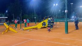 Se estrelló un helicóptero en las canchas de tenis del ex circuito KDT de Palermo: tres heridos