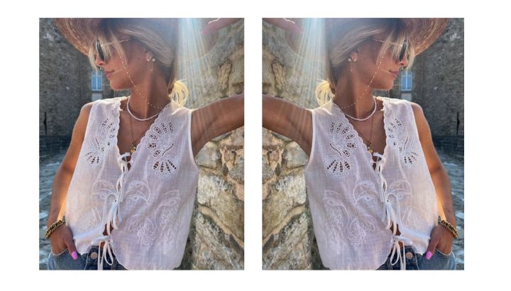 Regreso del broderie: con jeans, bermudas y faldas, así se lleva en verano 2026