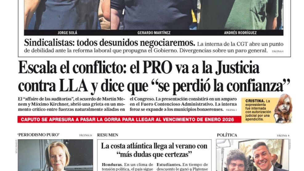 La tapa del Diario PERFIL del domingo 21 de diciembre de 2025