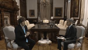 Javier Milei junto a Luis Majul en La Cornisa