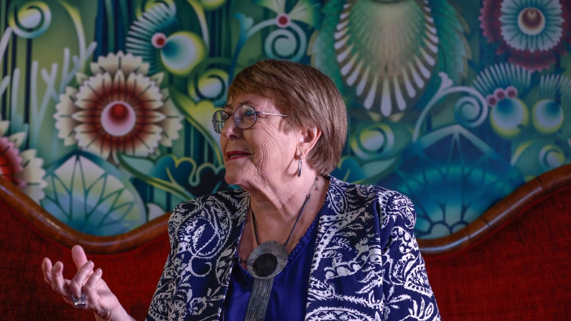 Chile's former president (2006-2010 and 2014-2018) Michelle Bachelet speaks during an interview in Santiago on December 22, 2025.