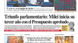La tapa del Diario PERFIL del sábado 27 de diciembre de 2025