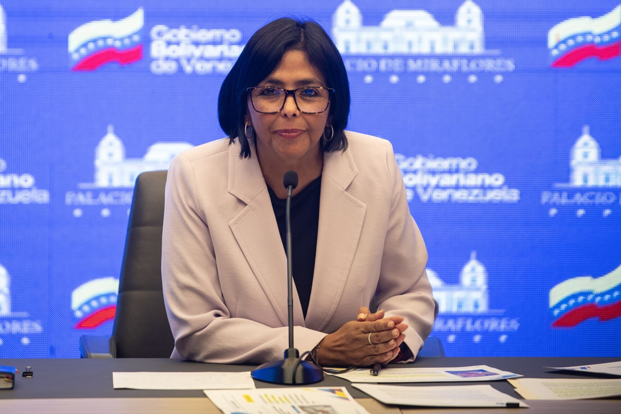 Vice President Delcy Rodriguez Holds Press Conference 