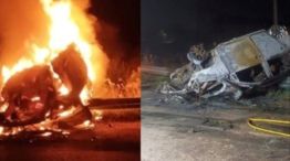 Otra tragedia en Entre Ríos: Cuatro muertos en un auto que volcó y se prendió fuego sobre el asfalto