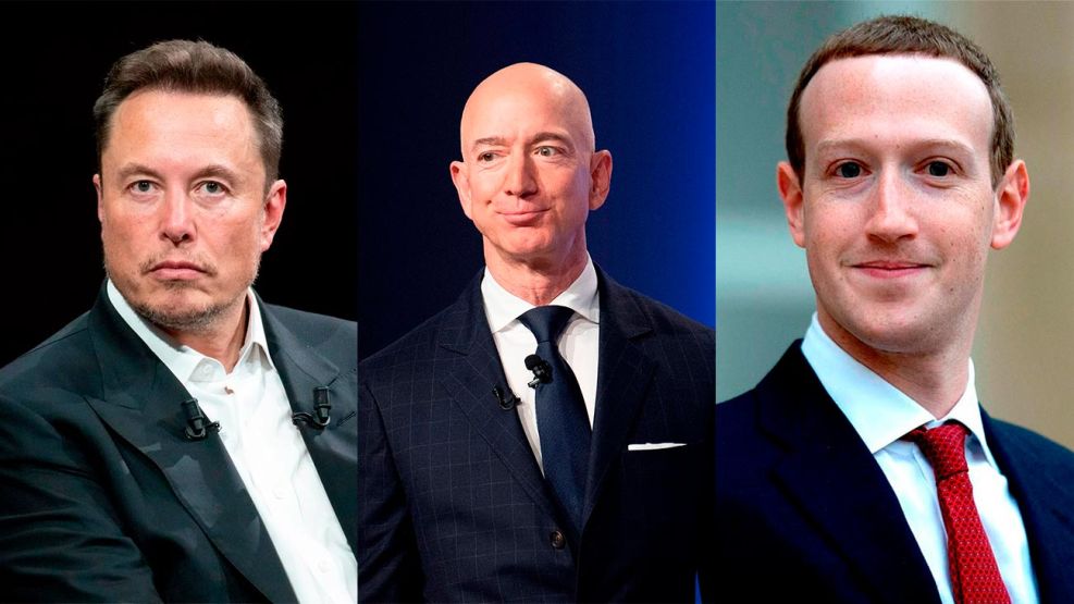 Elon Musk, Jeff Bezos y Mark Zuckerberg 07012026