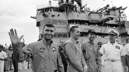Integrantes de la Apolo 13: Jim Lovell, Fred Haise y Jack Swigert 