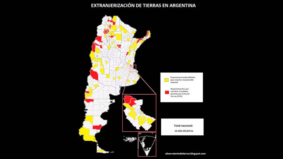 Mapa de Extranjerización de tierras Argetinas 14012026