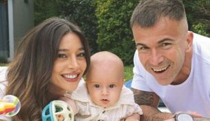 Sol Pérez junto a su hijo Marco y Guido Mazzoni