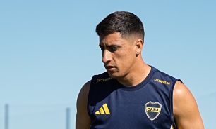 Miguel Merentiel en el entrenamiento de Boca Juniors