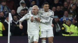 Franco Mastantuono y Kylian Mbappé en la UEFA Champions League