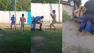 Capturas del video de la pelea.