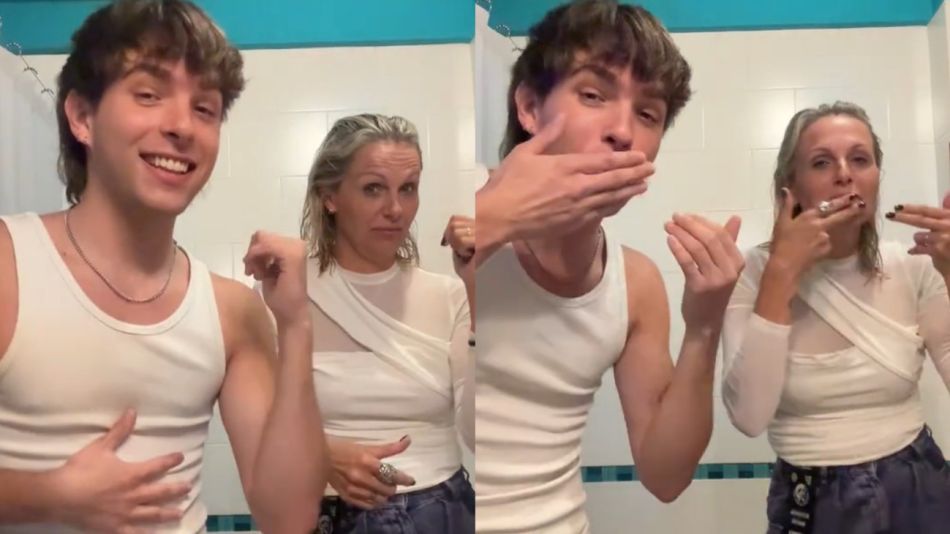 Denise Dumas y su hijo, Santino Curto