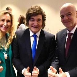Karina Milei, Javier Milei y Gianni Infantino | Foto:CEDOC