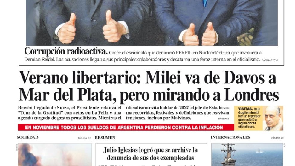 La tapa del Diario PERFIL del sábado 24 de enero de 2026