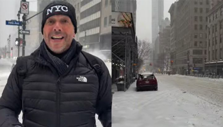 Franco Mercuriali mostró cómo se vive la tormenta invernal en Nueva York