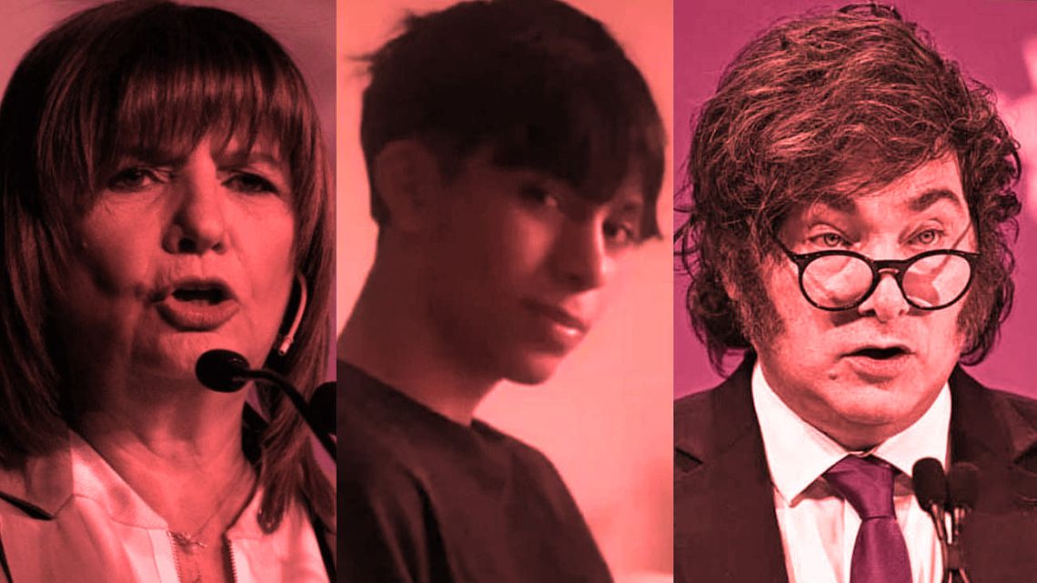 Patricia Bullrich, Jeremías Monzón, Javier Milei.