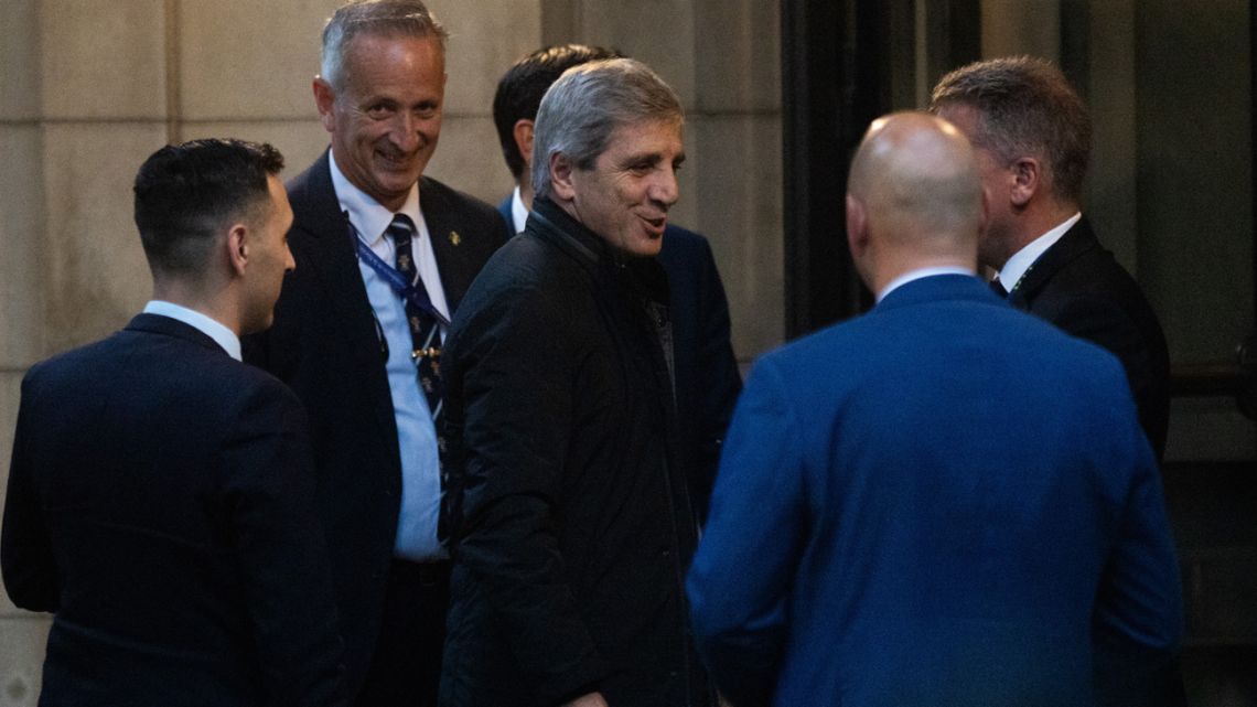Economy Minister Luis Caputo arrives ahead of an event with JPMorgan CEO Jamie Dimon in Buenos Aires in October 2025.