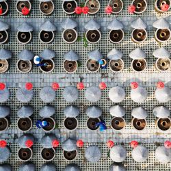 Imagen tomada con un dron de trabajadores revolviendo salsa de soya en fermentación en una cervecería tradicional, en Tengzhou, en la provincia de Shandong, en el este de China. | Foto:Xinhua/Li Zhijun