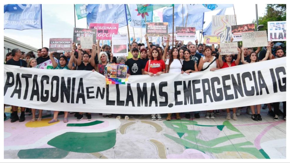 Marcha por los incendios en La Patagonia