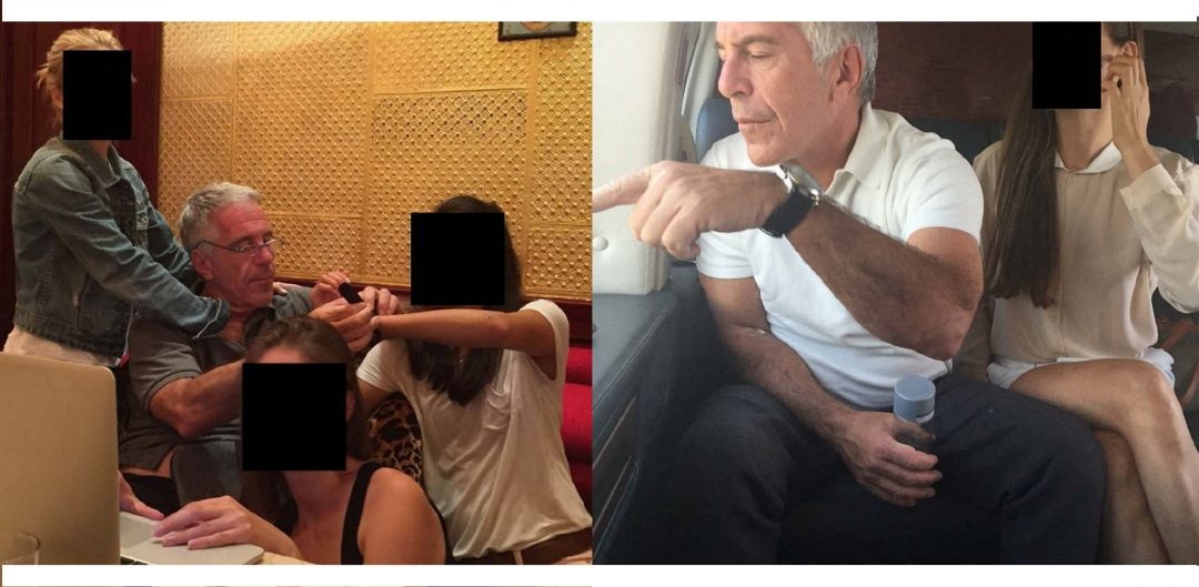 Jeffrey Esptein en dos fotos de los archivos que tienen más de 200 mil imágenes. 