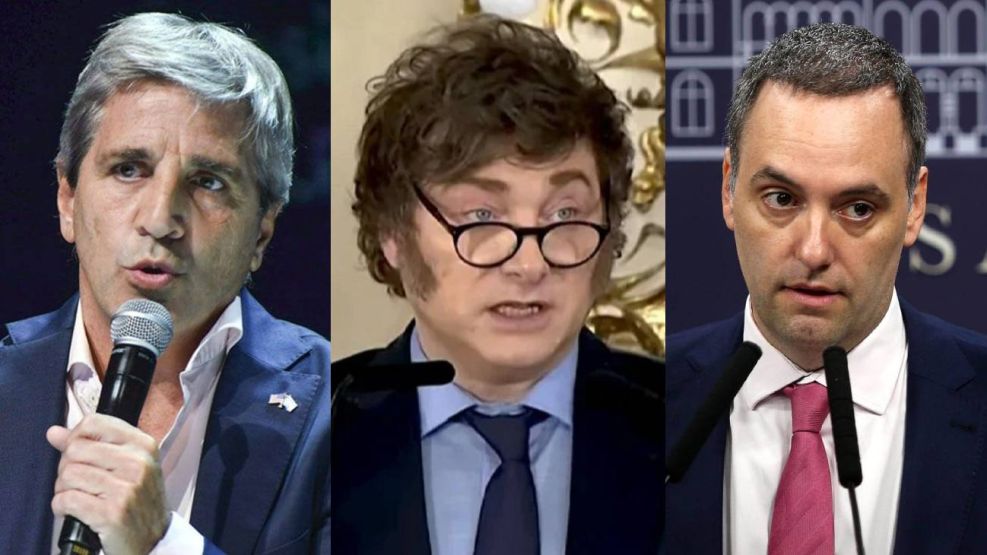 Luis Caputo, Javier Milei y Manuel Adorni 03022026