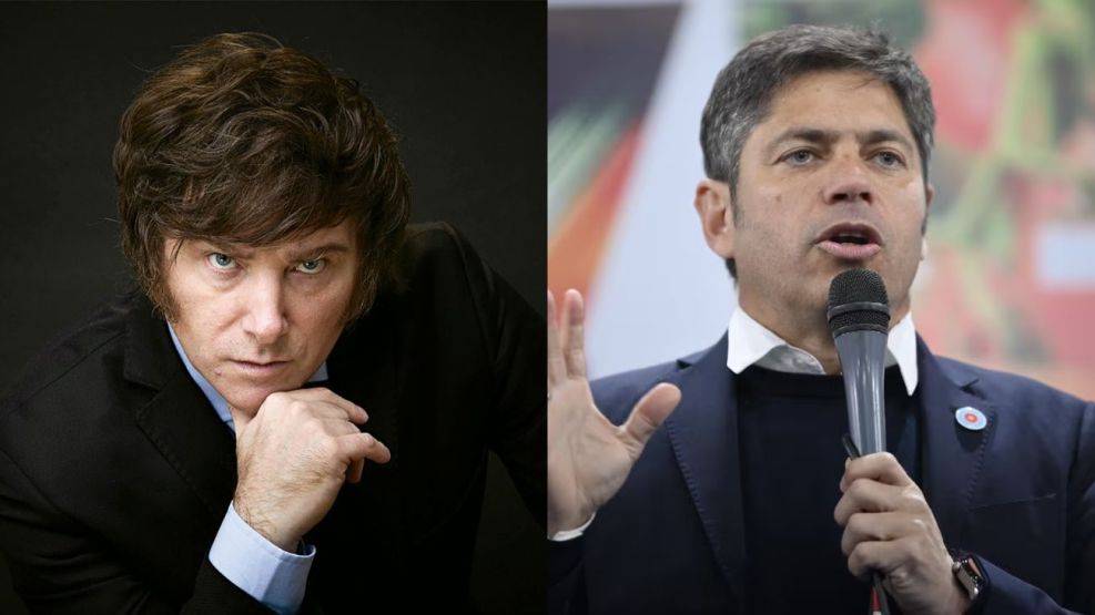 El presidente Javier Milei y el gobernador bonaerense Axel Kicillof