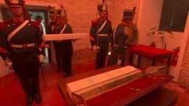 El sable corvo de San Martín ya está en el convento histórico de San Lorenzo