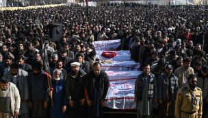 Funerales de las victimas del atentado suicida en una mezquita chií de Islamabad, la capital de Pakistán.07022026