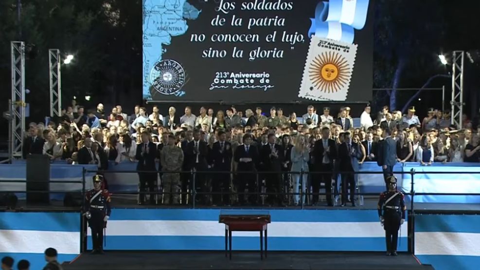 El palco oficial del acto que encabezó Milei en San Lorenzo.