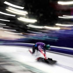 Jung Seunggi de Corea del Sur en la sesión de skeleton masculino en el Centro de Deslizamiento de Cortina durante los Juegos Olímpicos de Invierno. Foto de Franck FIFE / AFP | Foto:AFP