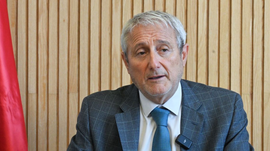 Chile's Science, Technology, Knowledge and Innovation Minister Aldo Valle speaks during an interview with AFP ahead of the launch of the new Latam-GPT platform scheduled for February 10, in Santiago, on February 6, 2026.