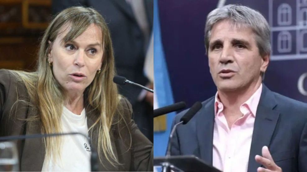 La senadora Juliana Di Tullio y el ministro de Economía Luis Caputo