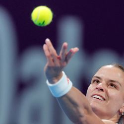 Maria Sakkari de Grecia en su partido de cuartos de final individual femenino en el torneo de tenis Qatar Open en Doha. Foto por Karim JAAFAR / AFP | Foto:AFP