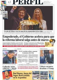 La tapa del Diario PERFIL del sábado 14 de febrero de 2026