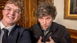 El empresario Hayden Davis, promotor de la criptomoneda $Libra, junto al presidente Javier Milei