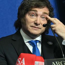 El presidente de Argentina, Javier Milei, asiste a la reunión inaugural de la "Junta de Paz" organizada por el presidente de Estados Unidos, Donald Trump, en Washington, DC. Foto de SAUL LOEB / AFP | Foto:AFP
