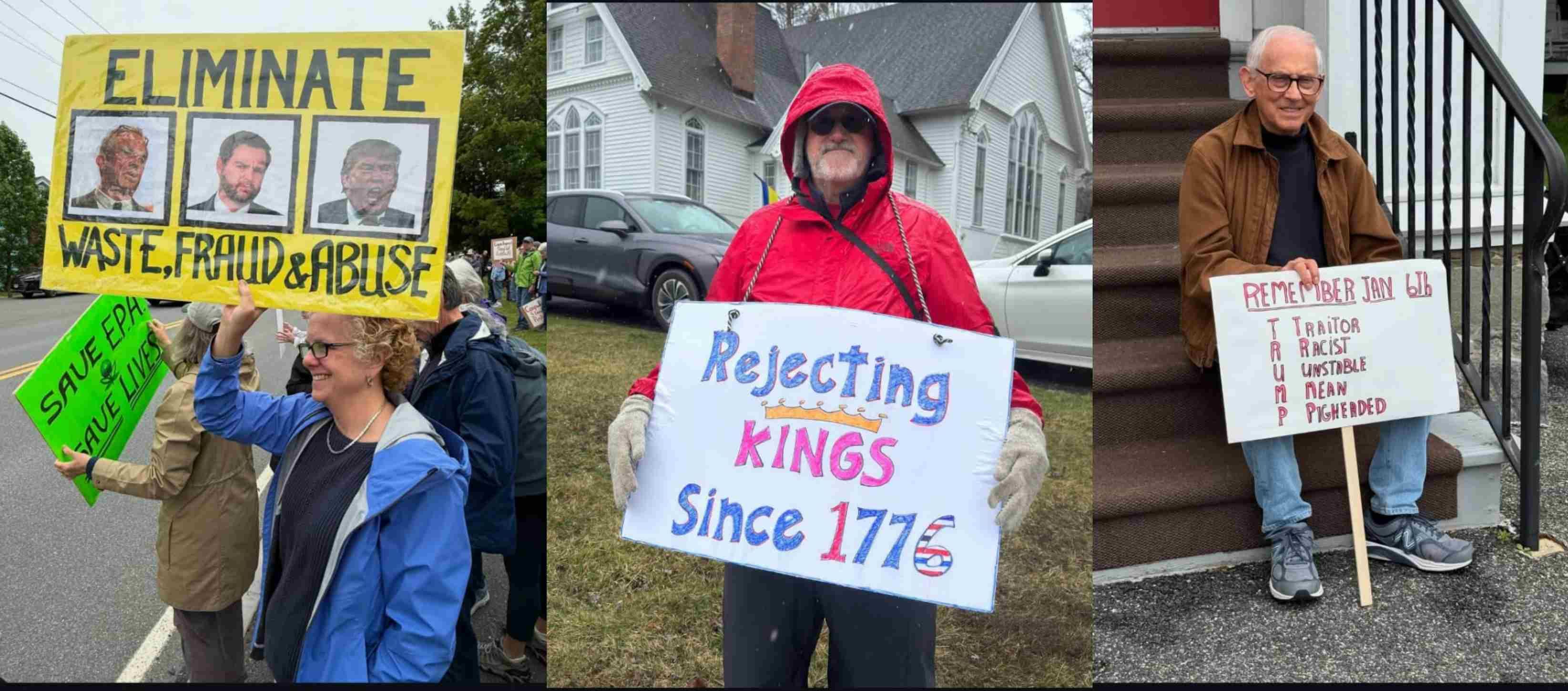 Tres fotos del Instagram de Mitch Epstein tomadas en marchas contra Trump.