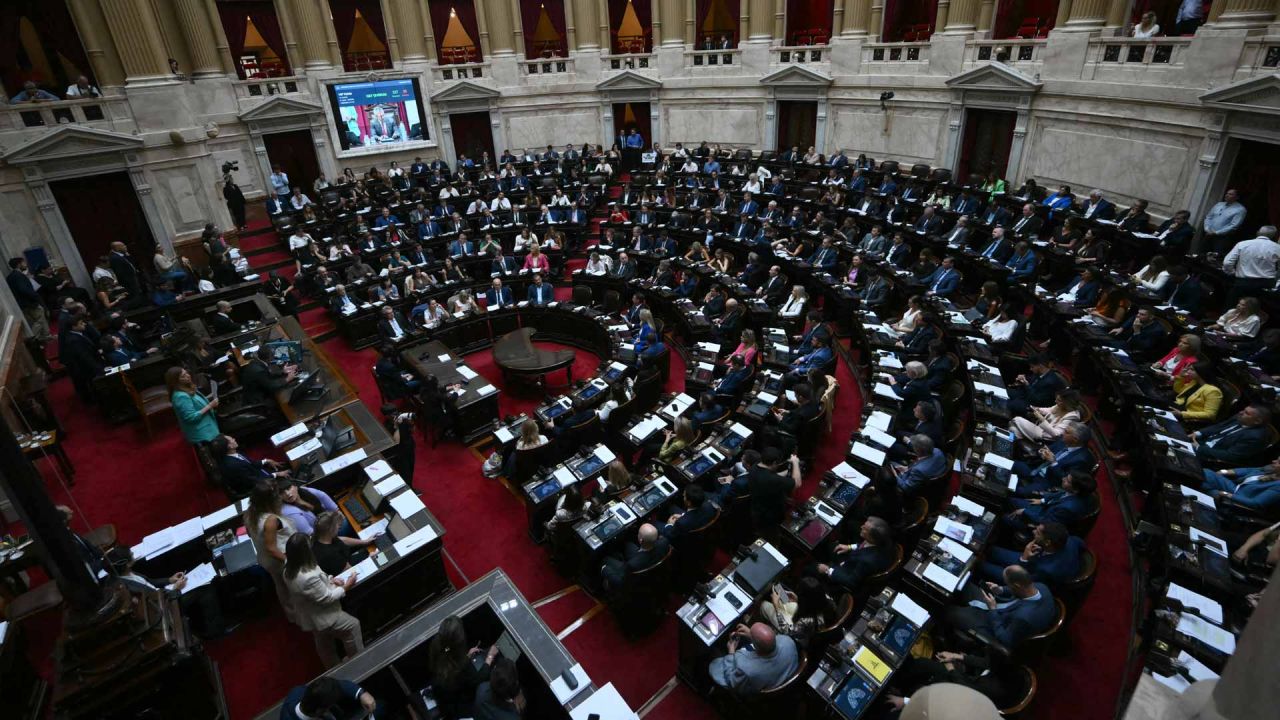 Miembros de la cámara de diputados asisten a una sesión para debatir reformas de la ley laboral en el Congreso Nacional. Foto de Luis ROBAYO / AFP | Foto:AFP