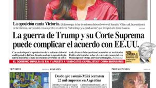 La tapa del Diario PERFIL del sábado 21 de febrero de 2026