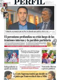 La tapa del Diario PERFIL del domingo 22 de febrero de 2026