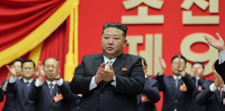 Kim Jong Un, quien fue elegido como Secretario General del Partido de los Trabajadores de Corea. Foto de KCNA a través de KNS / AFP