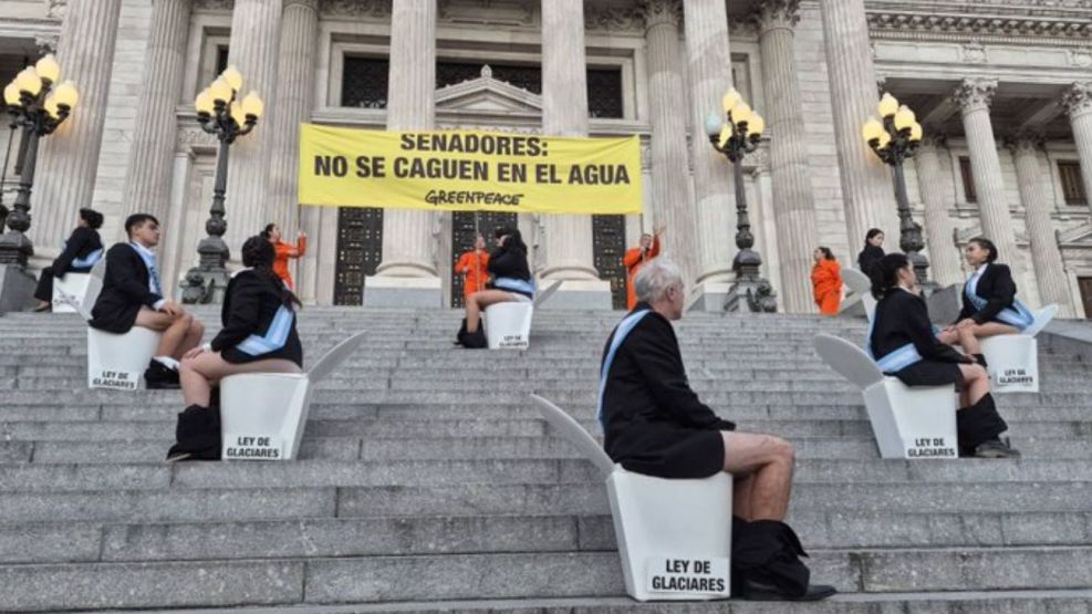 12 activistas y un camarógrafo fueron detenidos en el Congreso tras una protesta contra la Ley de Glaciares