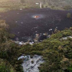Un volcán de lodo tras una erupción, en San Juan de Urabá, Colombia. Foto proporcionada por el Gobierno de Antioquia / AFP | Foto:AFP