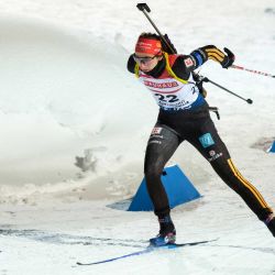 Vanessa Voigt de Alemania compite durante la prueba individual femenina de 15 km de la Copa del Mundo de Biatlón de la IBU. Foto de Minna Raitavuo / AFP | Foto:AFP