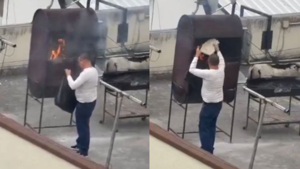 El presidente Daniel Noboa publicó imágenes de una persona quemando archivos en la terraza de la Embajada de Cuba en Ecuador