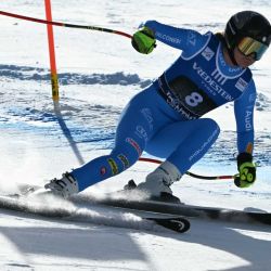 La italiana Laura Pirovano compite en la carrera femenina de descenso de la Copa del Mundo de Esquí FIS. Foto de Andreas SOLARO / AFP | Foto:AFP