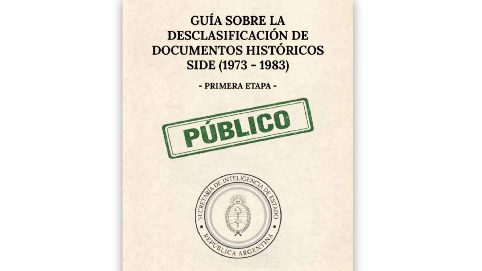 Carátula de la carpeta de documentos desclasificados de la SIDE 19032026