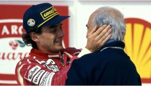 Ayrton Senna y Juan Manuel Fangio
