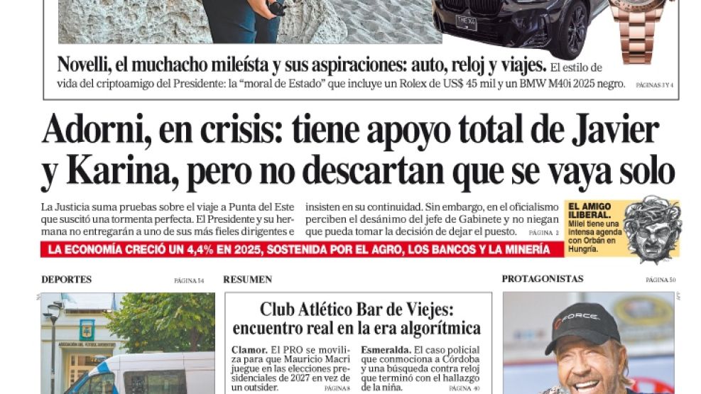 La tapa del Diario PERFIL del sábado 21 de marzo de 2026