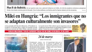 La tapa del Diario PERFIL del domingo 22 de marzo de 2026